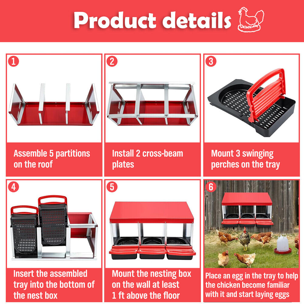 3 Hole Roll Away Egg Nesting Box