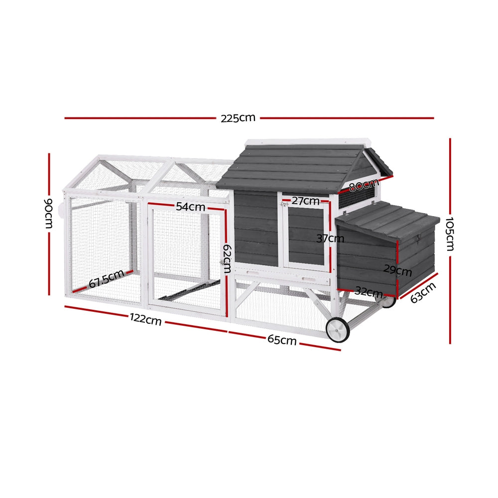 Chicken Tractor/Coop Extra Large 225cm x 80.5cm x 105cm