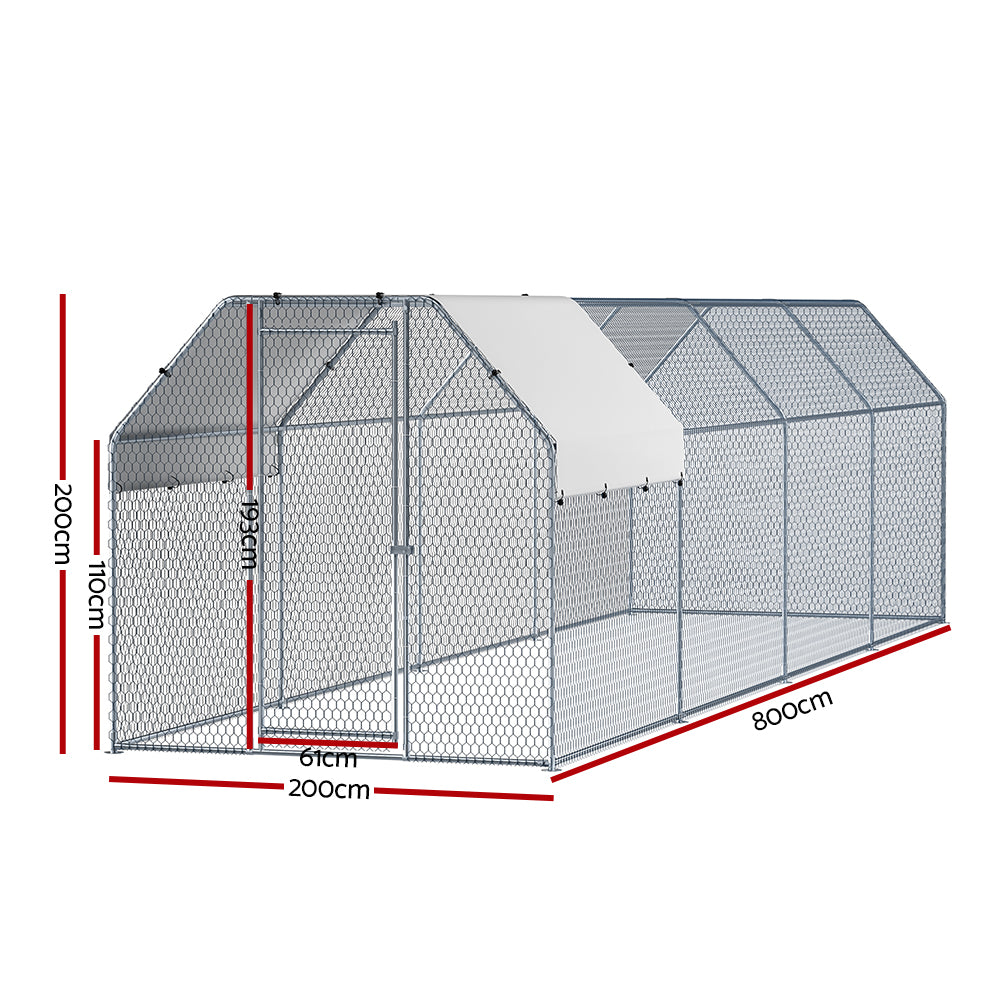 Chicken Run Walk In Hen House 2mx8mx2m